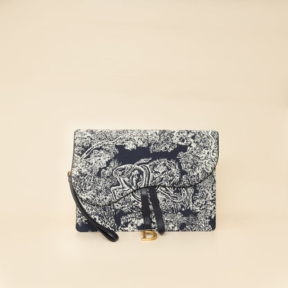 Christian Dior Bicolor Toile De Jouy Reverse Saddle Pouch