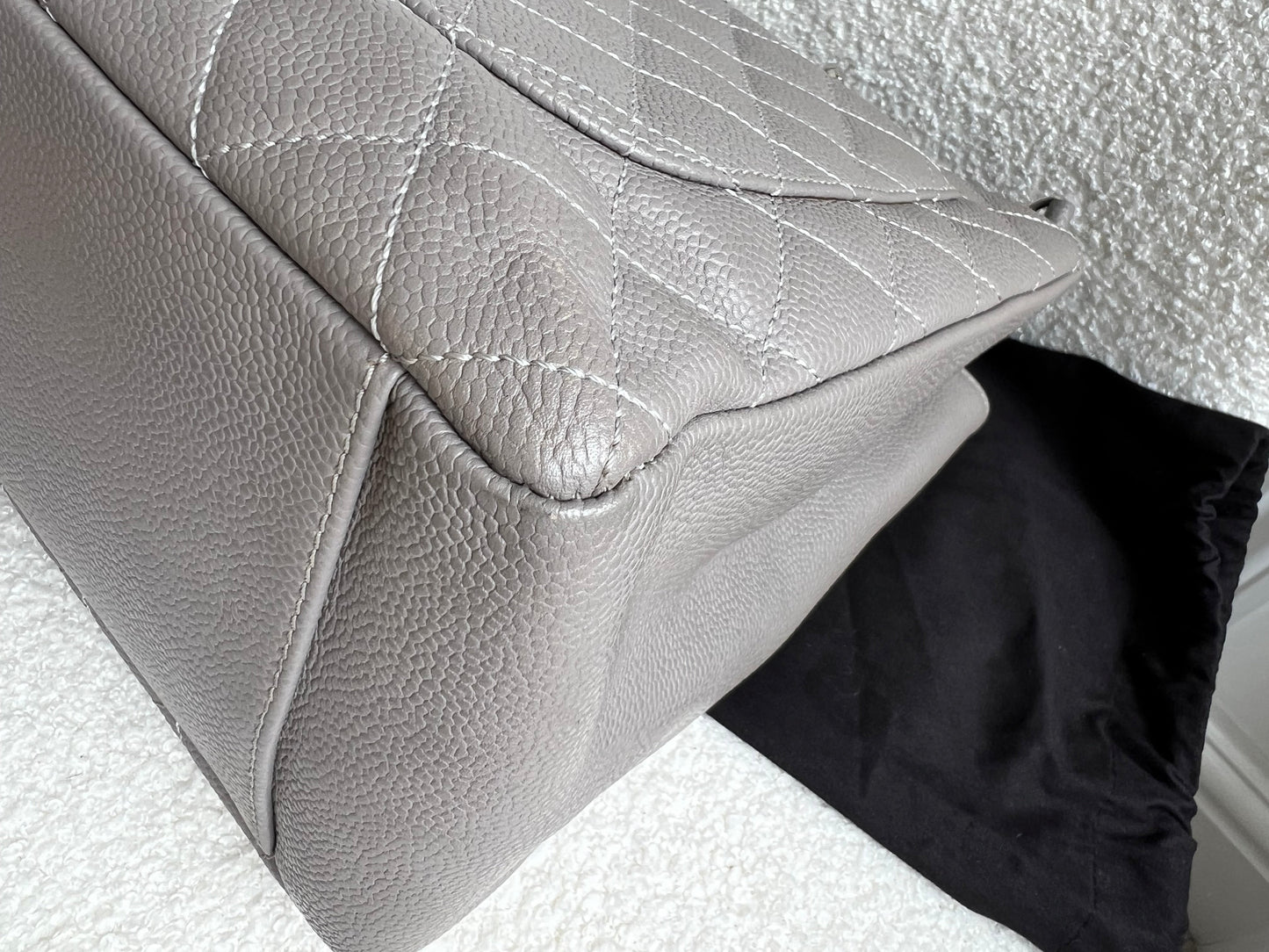 Chanel Grey Caviar Grand Shopper Tote (GST) Silver Hardware