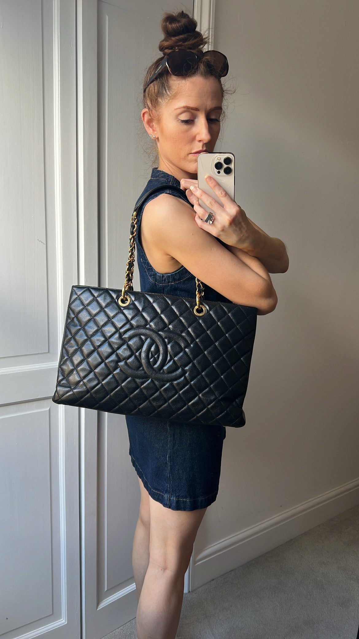 Chanel XL Black Caviar Grand Shopper Tote Gold Hardware (GST)