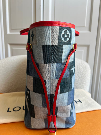 Louis Vuitton Neverfull MM Denim Rouge Patchwork