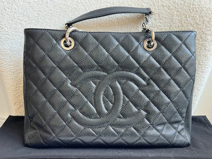Chanel Black Caviar Grand Shopper Tote (GST) Silver Hardware