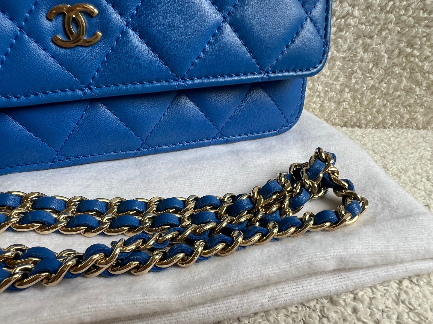 Chanel Blue Lambskin Wallet on Chain (RRP £2,930)