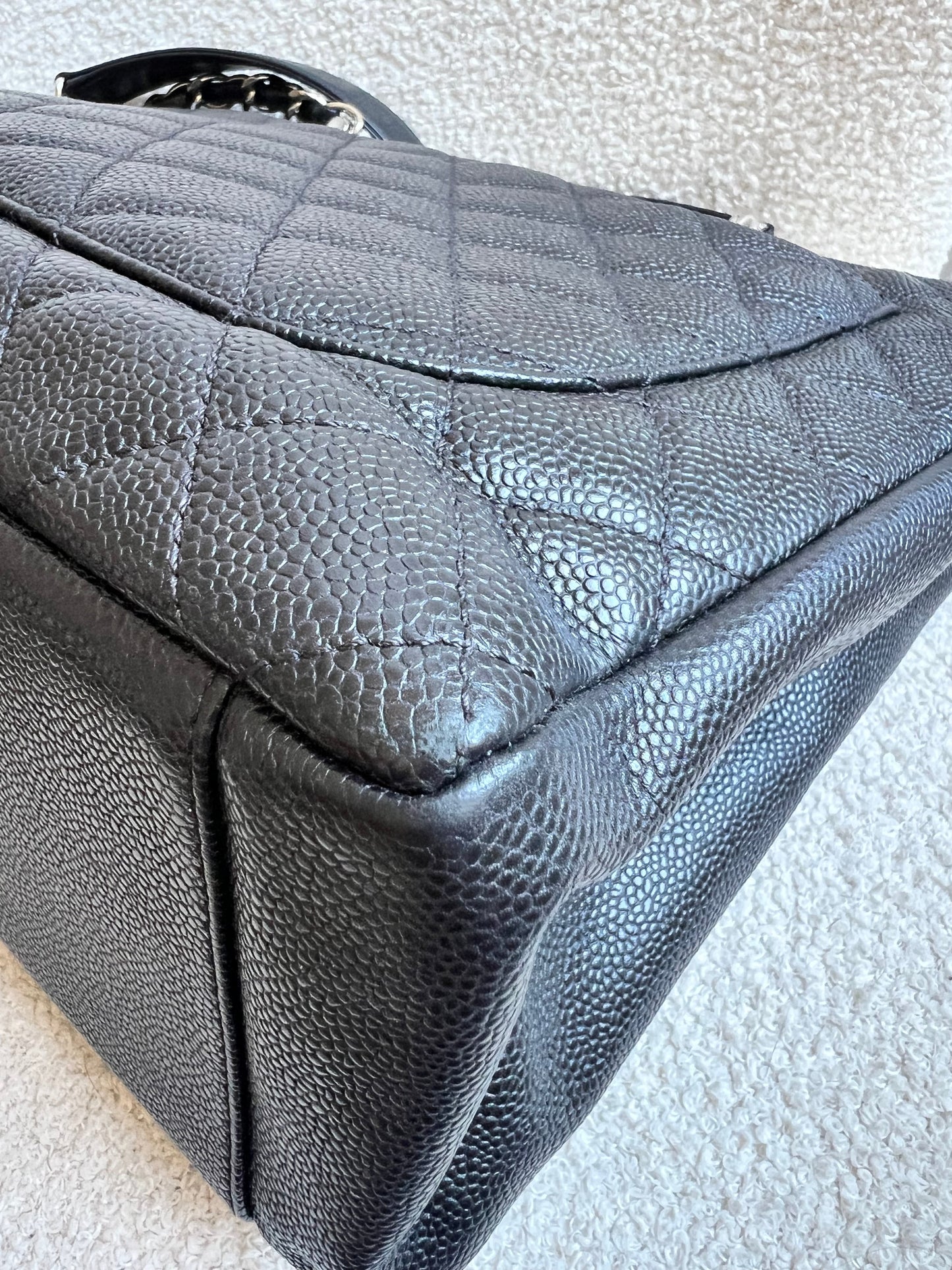 Chanel Black Caviar Grand Shopper Tote (GST) Silver Hardware