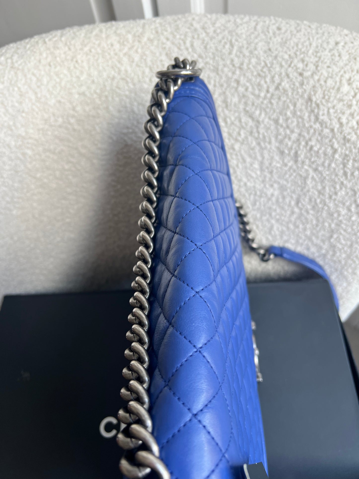 Chanel Blue Lambskin Large Boy Bag