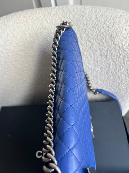 Chanel Blue Lambskin Large Boy Bag