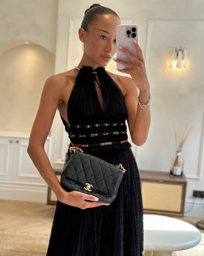 Chanel Flap Small Leather Black Gold Shoulder Bag