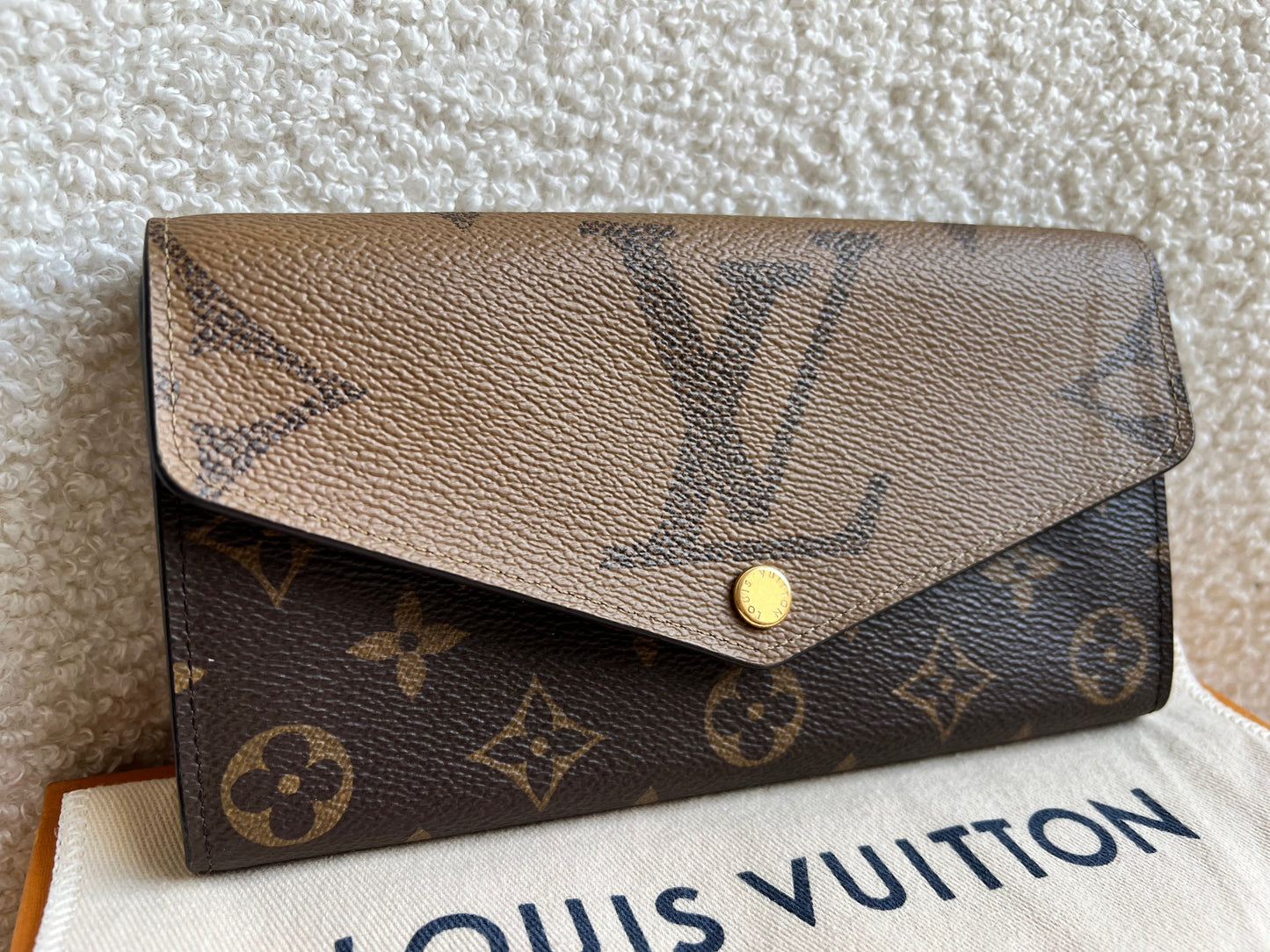 Louis Vuitton Sarah Wallet in reverse Monogram and Brown (RRP £550)
