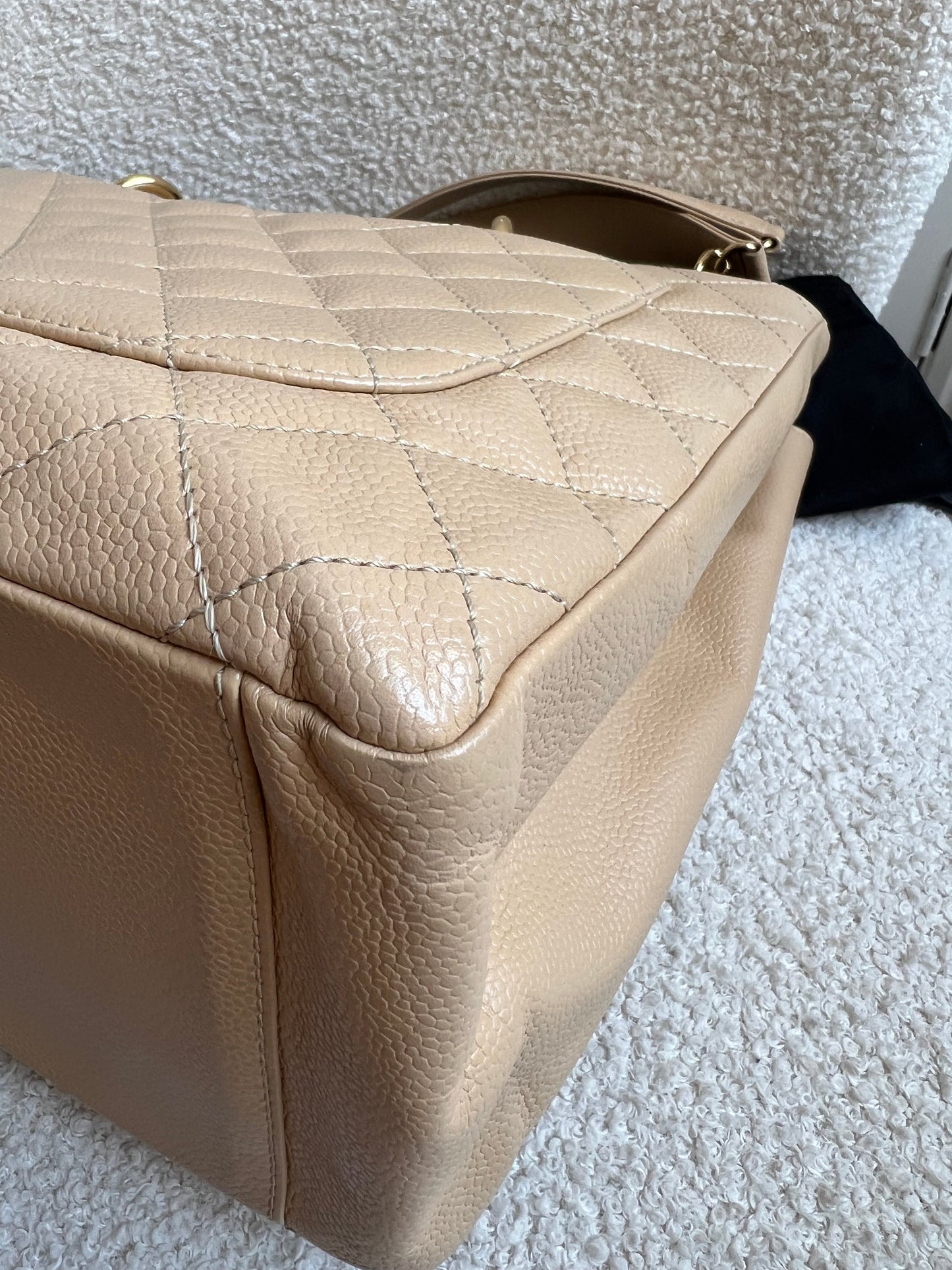 Chanel Beige Caviar Grand Shopper Tote gold hardware (GST)
