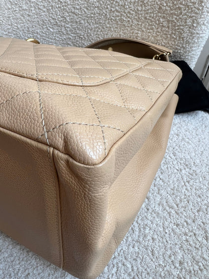 Chanel Beige Caviar Grand Shopper Tote gold hardware (GST)