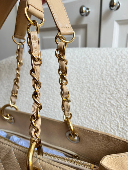 Chanel Beige Caviar Grand Shopper Tote gold hardware (GST)