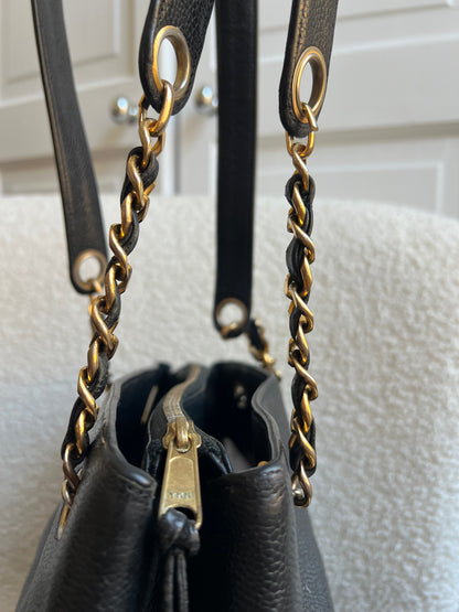 Chanel Vintage Black Caviar Chain Tote with Gold Hardware