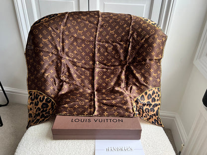 Louis Vuitton Brown Leopard Print Monogram Silk Shawl