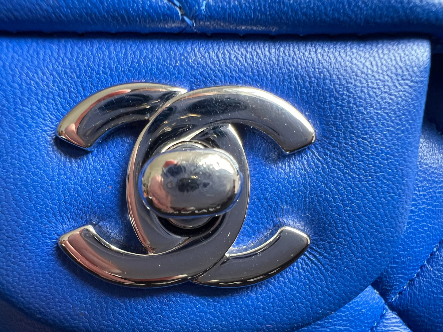 Chanel Medium Classic Flap in Cobalt Blue Lambskin with silver hardware (RRP £9090)