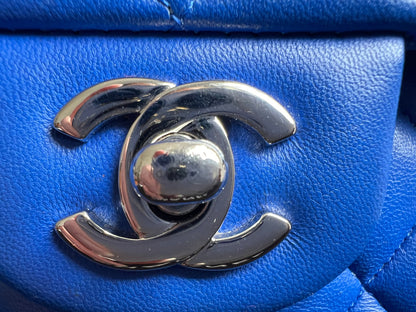 Chanel Medium Classic Flap in Cobalt Blue Lambskin with silver hardware (RRP £9090)