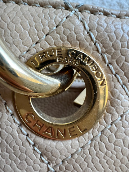 Chanel Beige Caviar Grand Shopper Tote gold hardware (GST)