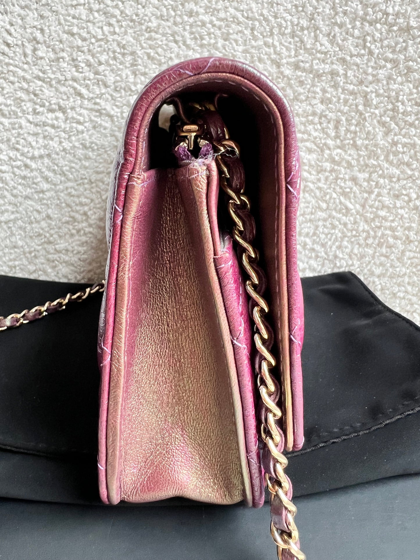 Chanel Iridescent Purple Lambskin Wallet on Chain