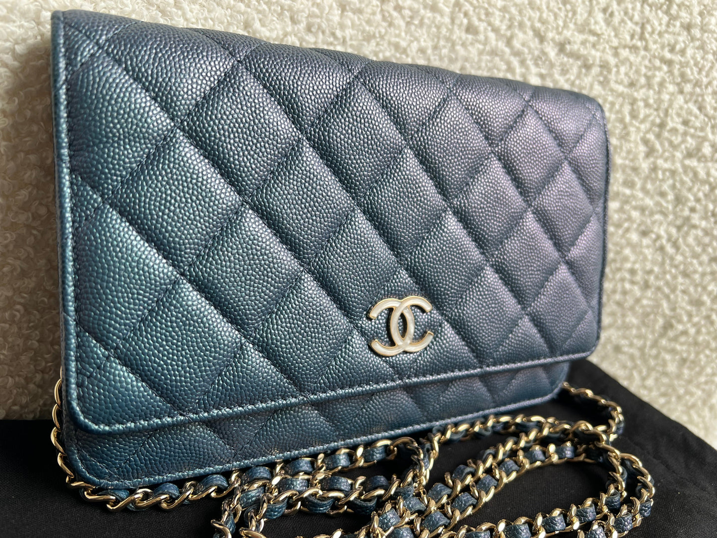 Chanel Iridescent Blue Caviar Wallet on Chain