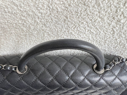 Chanel Black Quilted Caviar Leather Medium Coco Handle Bag