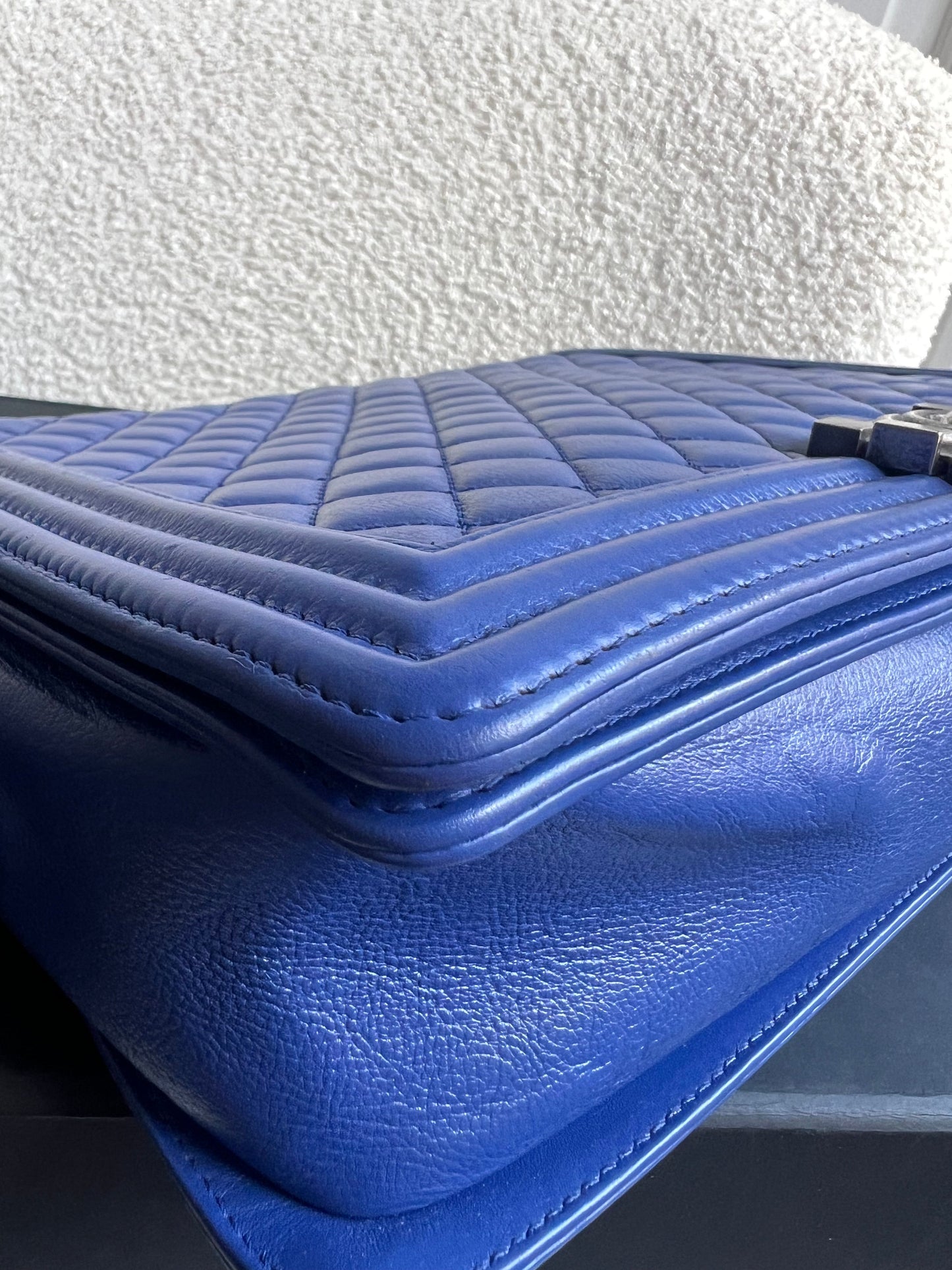 Chanel Blue Lambskin Large Boy Bag