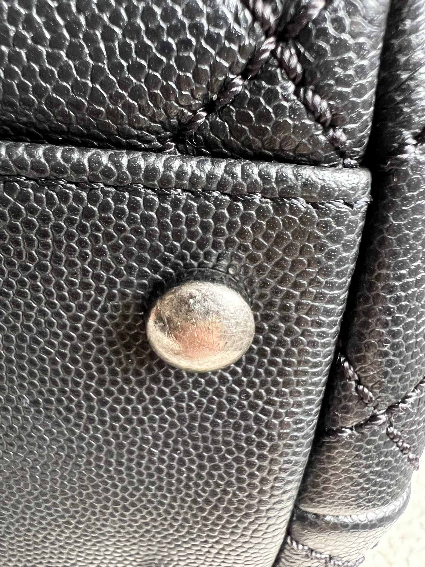 Chanel Black Quilted Caviar Leather Medium Coco Handle Bag
