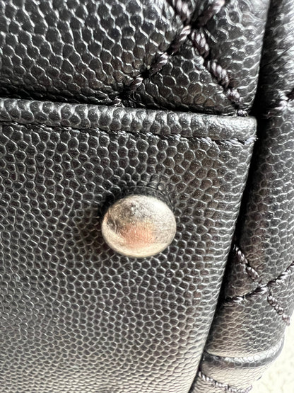 Chanel Black Quilted Caviar Leather Medium Coco Handle Bag
