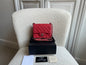Chanel Square Mini Classic Flap in Coral Red Suede Caviar