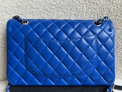 Chanel Medium Classic Flap in Cobalt Blue Lambskin with silver hardware (RRP £9090)
