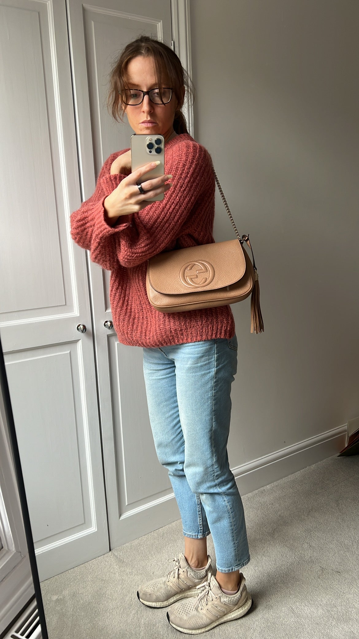 Gucci Beige Soho Chain Crossbody Flap Bag