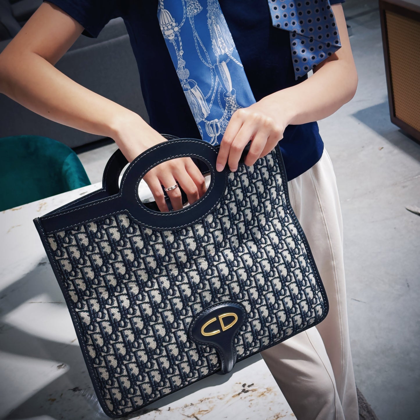 Christian Dior Oblique Fold Over Clutch Tws