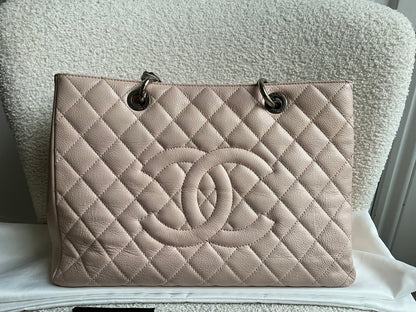 Chanel Light Pink Caviar Grand Shopper Tote with silver hardware (GST)