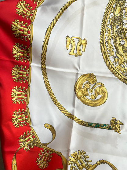 Hermès silk scarf "Les Cavaliers d'Or"