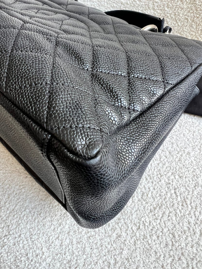 Chanel Black Caviar Grand Shopper Tote (GST) Silver Hardware