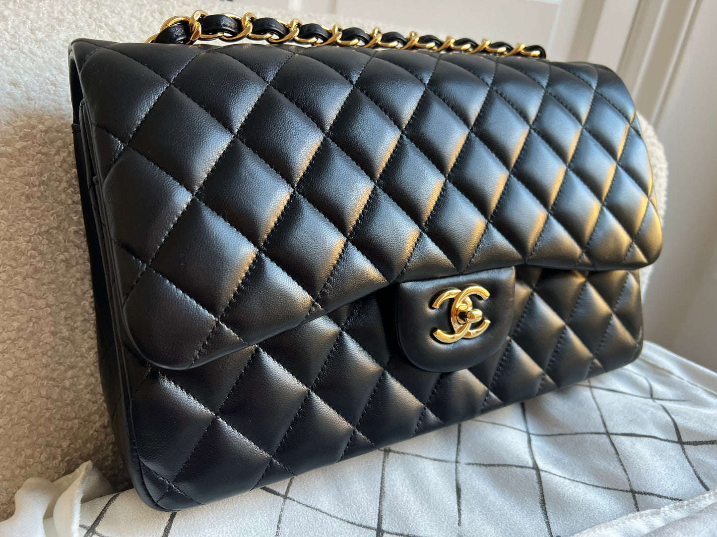 Chanel Jumbo Classic Flap in Black Lambskin Gold Hardware (RRP £9,830)