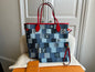 Louis Vuitton Neverfull MM Denim Rouge Patchwork