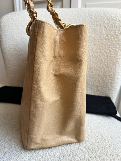 Chanel Beige Caviar Grand Shopper Tote gold hardware (GST)