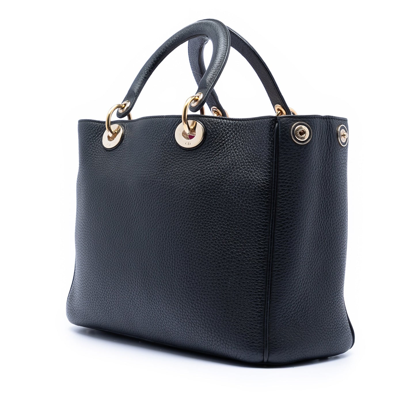 Black Dior Medium Pebbled Calfskin Diorissimo Satchel