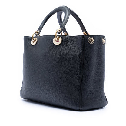 Black Dior Medium Pebbled Calfskin Diorissimo Satchel