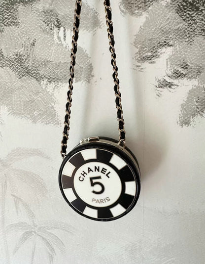 Chanel 23S Black White Clutch With Chain