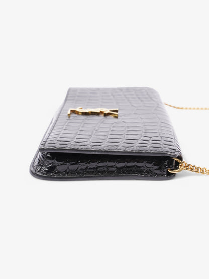 Saint Laurent Cassandre Black Embossed Leather