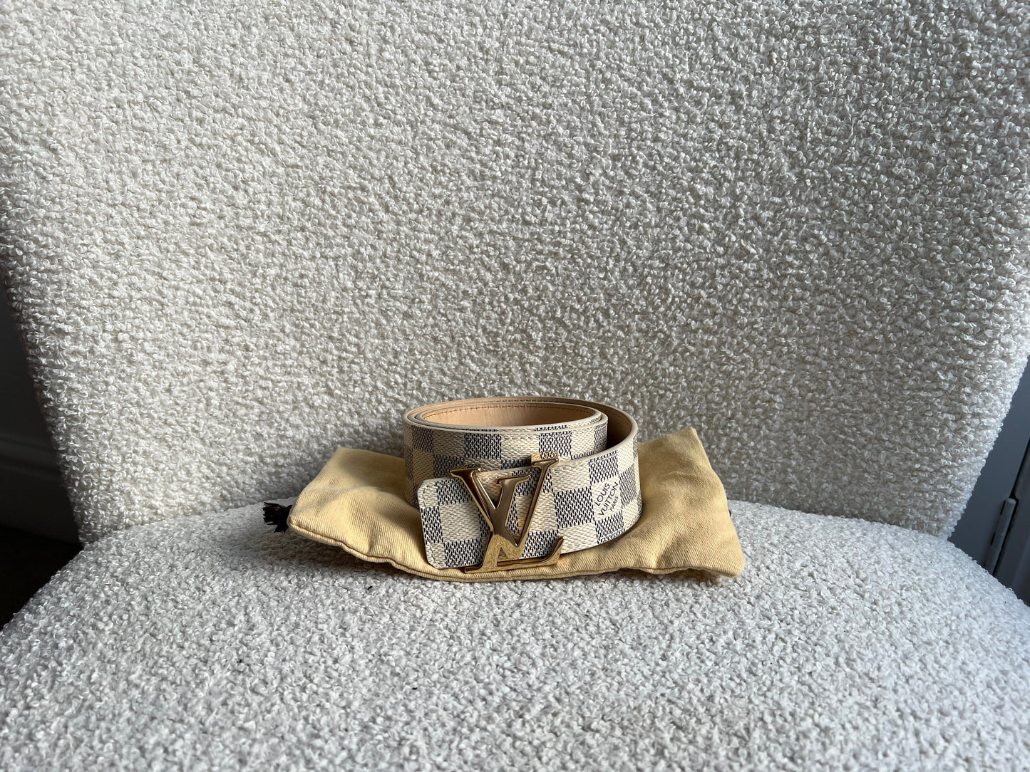 Louis Vuitton Initials Belt Damier Azur Size 85