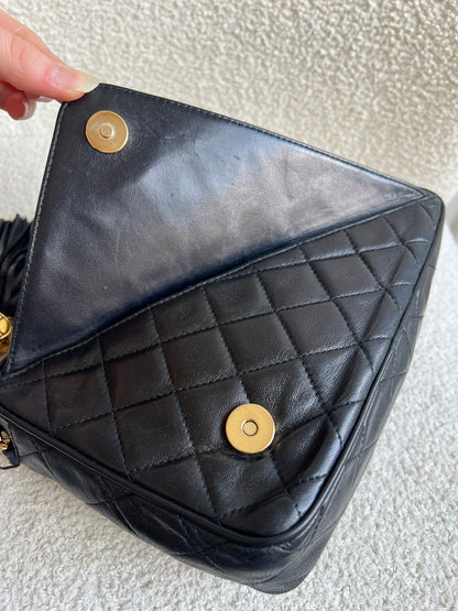 Chanel Vintage Black Lambskin Camera Bag with 24k Gold Hardware