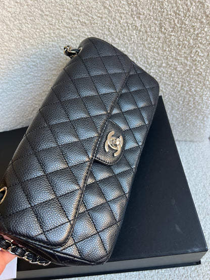 Chanel East West Flap in Black Caviar Silver Hardware