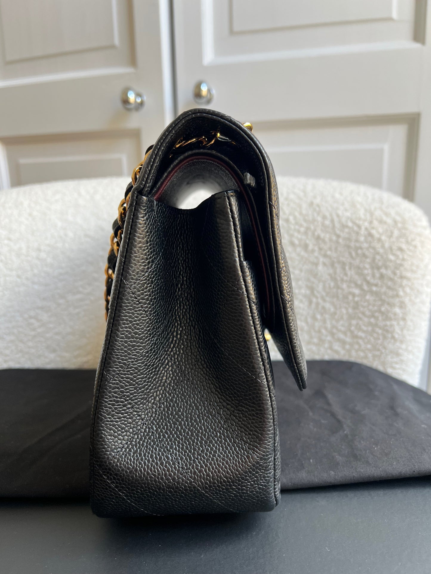 Chanel Jumbo Double Flap in Black Caviar with gold hardware (RRP £9830)