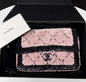 Chanel 24P Small Flap Bag Sequins Black Metal Pink Black