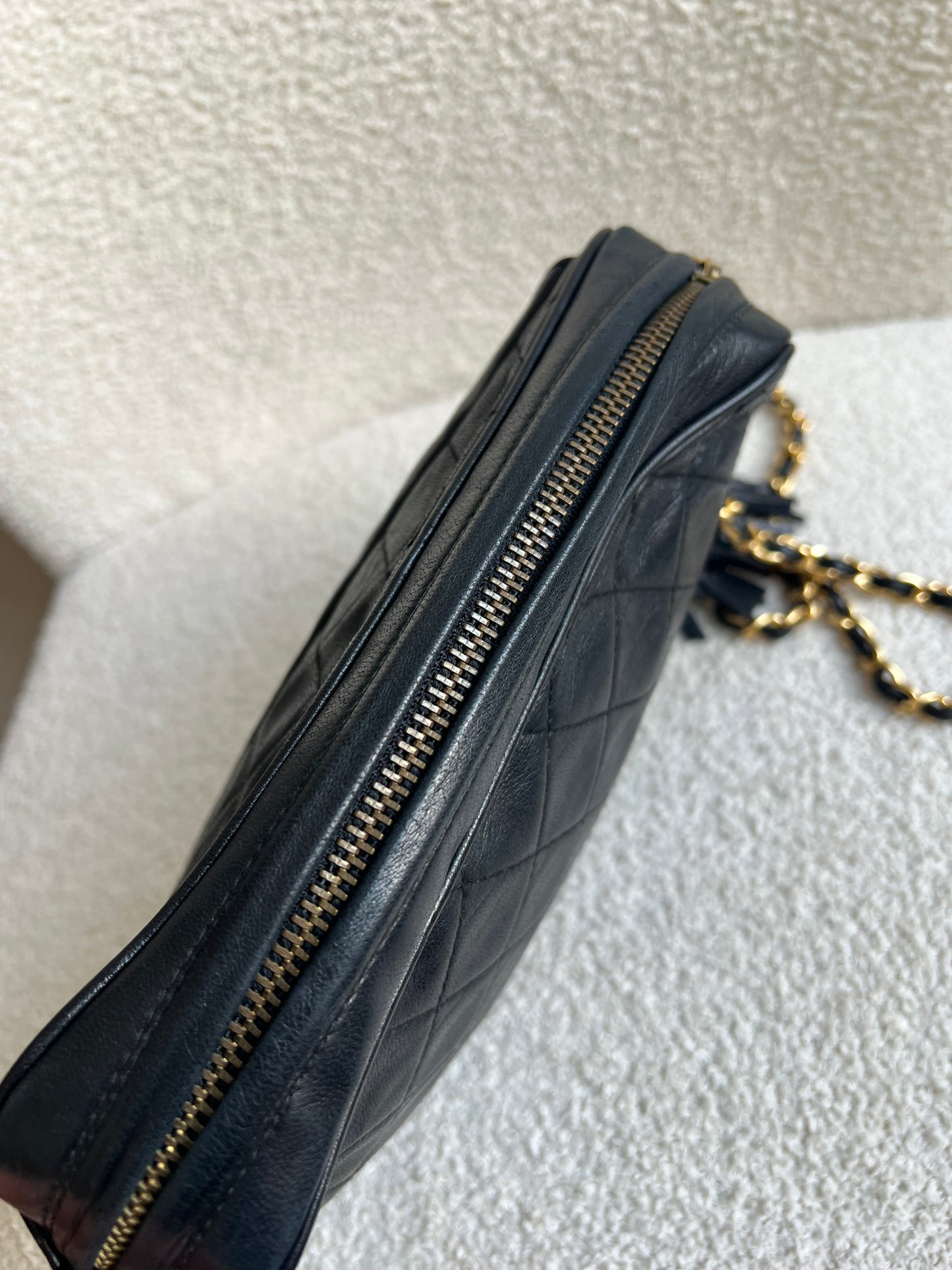 Chanel Vintage Black Lambskin Camera Bag with 24k Gold Hardware