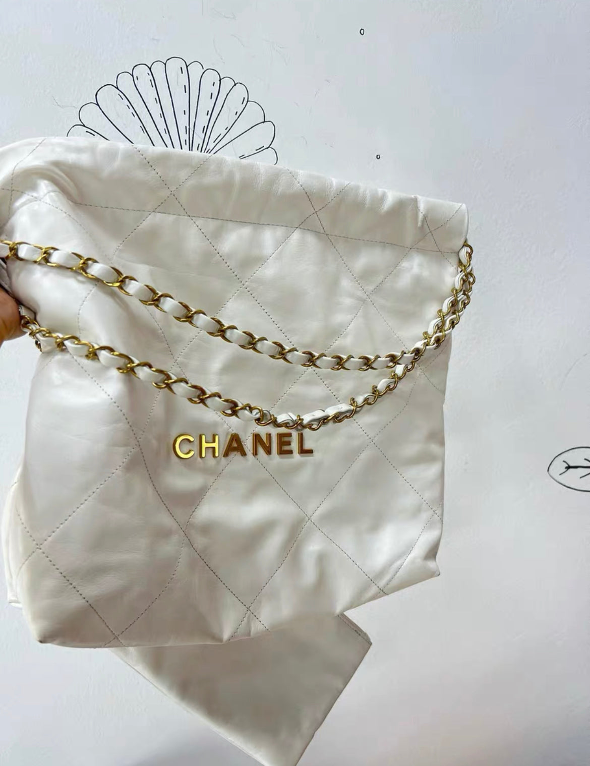 Chanel White Quilted Calfskin Small 22 Bag Gold Hardware 2022