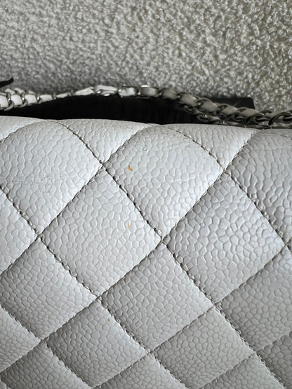 Chanel Medium Classic Flap in White Caviar (RRP £9090)