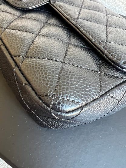Chanel East West Flap in Black Caviar Silver Hardware