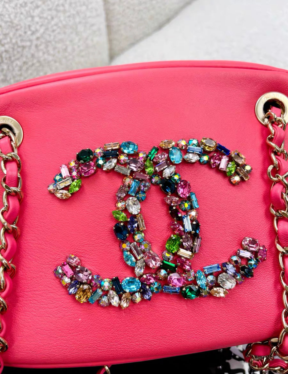 Chanel Pink Mini Flap 21C Crossbody Bag Crystal Rhinestone Double C
