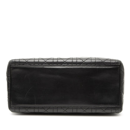 Black Dior Medium Lambskin Cannage Lady Dior Satchel